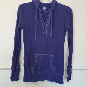 Gap Waffle Henley Hoodie Top ASO Elena Gilbert Vampire Diaries Sz S Cotton Modil